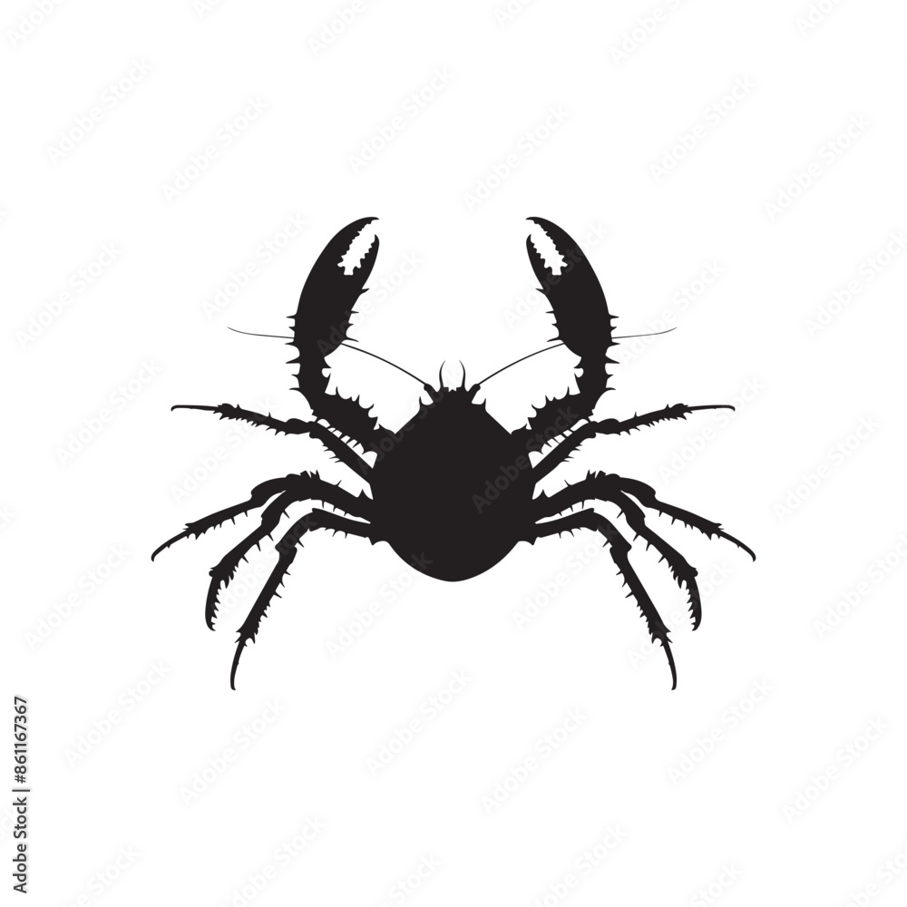 Weaver Crustacean silhouette black and white _ Crab Weaver Crustacean silhouette black and white _ Crab