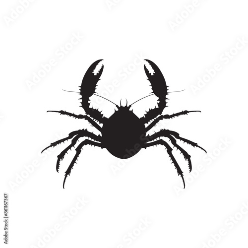 Weaver Crustacean silhouette black and white _ Crab