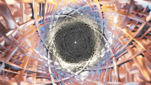 Animation of falling in to the turning metal tube