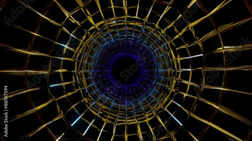 Animated metal tube wireframe, abstract background