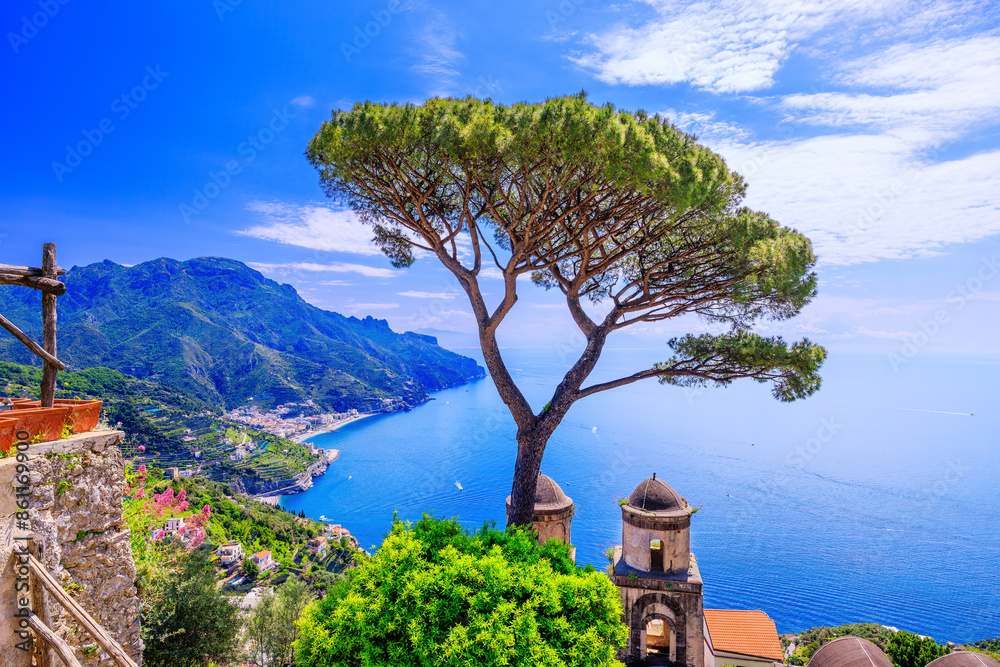 Amalfi Coast, Italy. View of the Amalfi Coast from Ravello village.