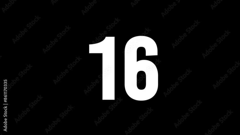Fire number 16 with glitch effect and alpha channel, number sixteen Fire number 16 with glitch effect and alpha channel, number sixteen