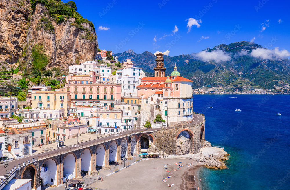 Amalfi Coast, Italy. View of Atrani town and the Amalfi Coast.