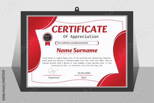 Corporate ,Business, Training achievement certificate template Vector design. soft design. 