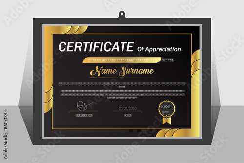 Corporate ,Business, Training achievement certificate template Vector design. soft design. 