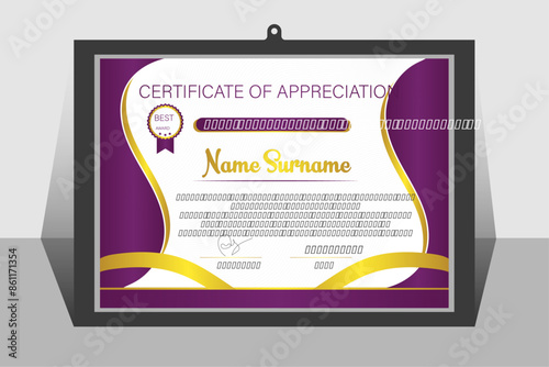 Corporate ,Business, Training achievement certificate template Vector design. soft design. 