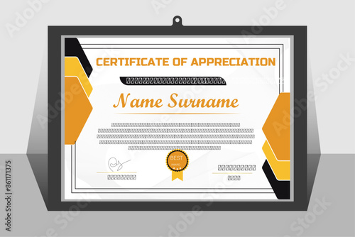 Corporate ,Business, Training achievement certificate template Vector design. soft design. 