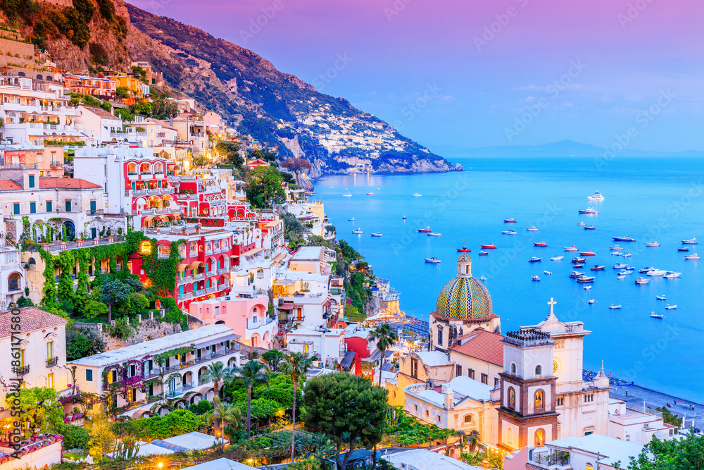 Amalfi Coast, Italy. View of Positano town and the seaside.