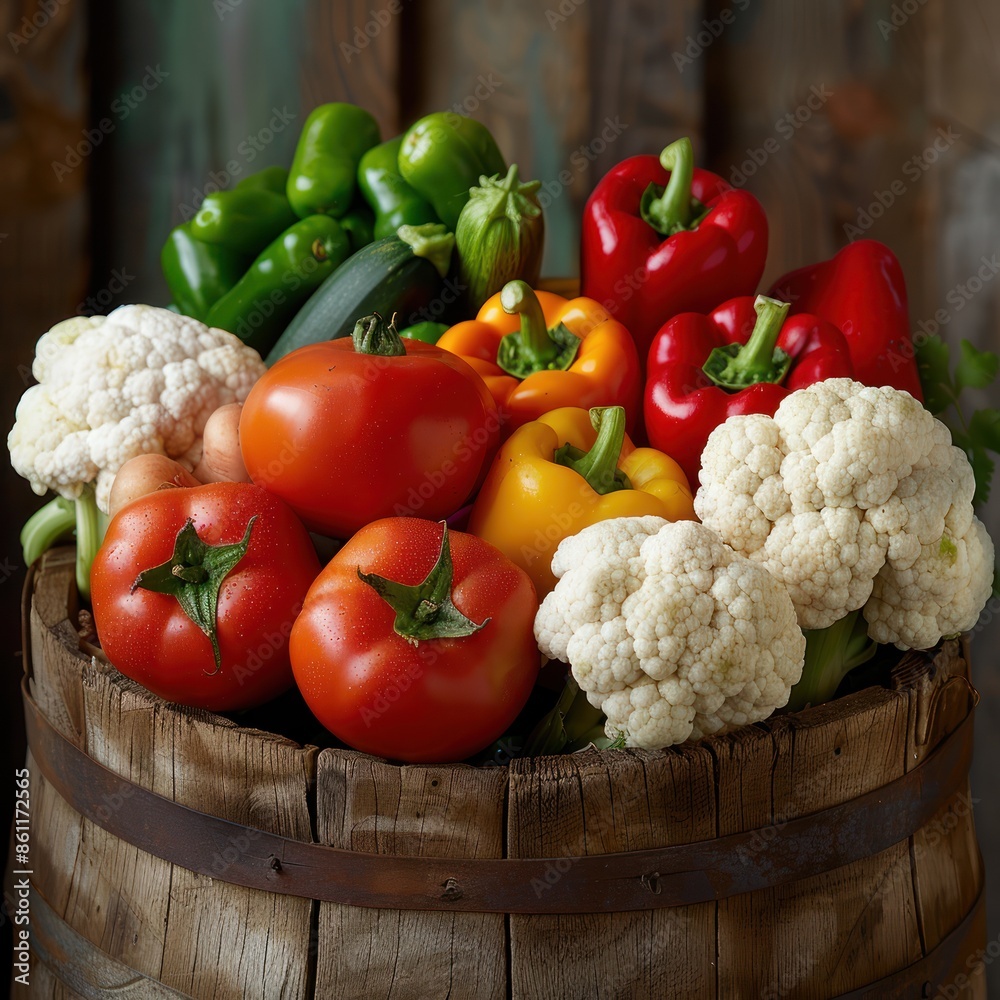 Lively display of fresh vegetables in various colors selective focus, farmtotable, dynamic, composite, harvest basket Lively display of fresh vegetables in various colors selective focus, farmtotable, dynamic, composite, harvest basket