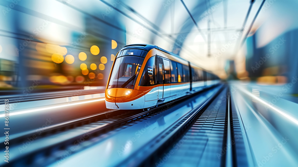 Perspective high speed electric train at the station Perspective high speed electric train at the station