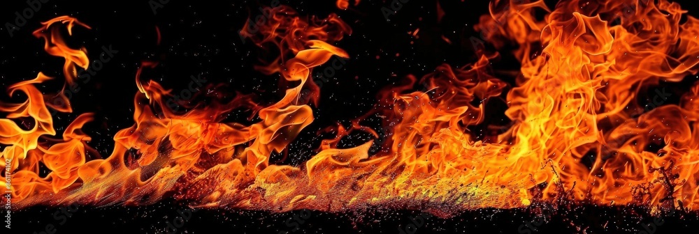 Fiery Flames Against a Black Background Fiery Flames Against a Black Background