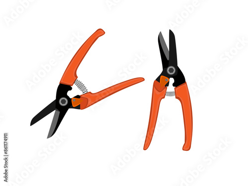 Pruning shears on a white background.