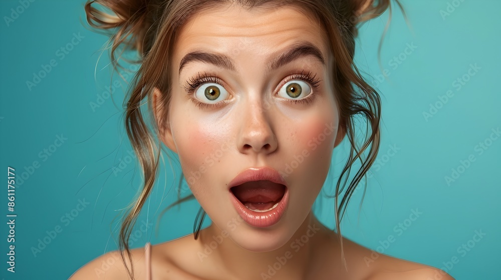 Vibrant and Detailed Portrayal of a Surprised Woman with Expressive Emotions Vibrant and Detailed Portrayal of a Surprised Woman with Expressive Emotions