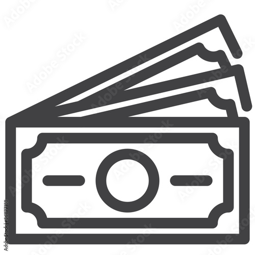 Cash money outline icon on transparency background