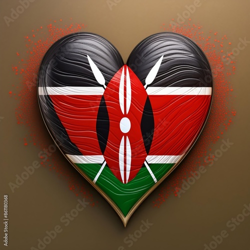 heart painted with Kenya flag , generated by AI photo