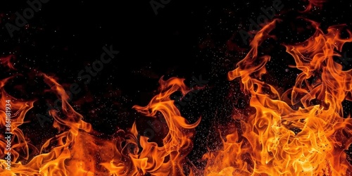 Fiery Abstract Background with Blazing Orange Flames photo