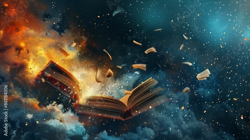 a digital artwork depicting the power of knowledge breaking down barriers