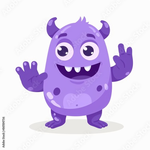 The evil monster standing in a dark and mysterious place. Four eyes, four ears, four hands, four legs. Violet silhouette icon. Cute cartoon cartoon kawaii funny baby character. Flat design. Isolated.