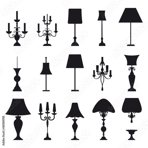 Vintage Lamp and Chandelier Silhouettes Collection