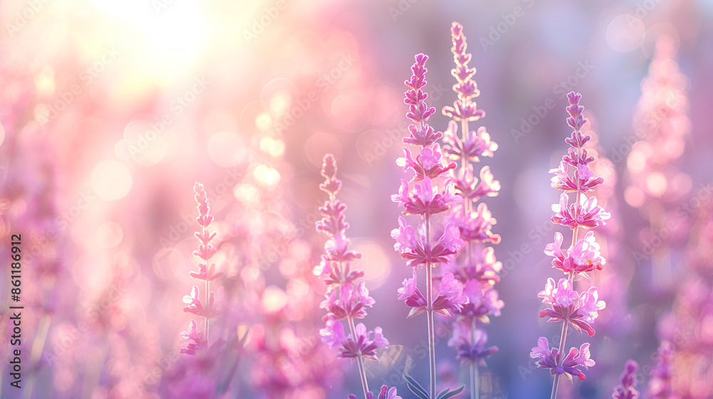 Obraz premium Delicate Flowers in Sunny Meadow: A Serene Tapestry of Nature's Beauty. Floral background
