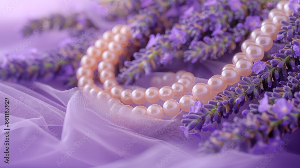 Bouquets Of Lavender And Pearls On A Dreamy Background: A Whimsical Fusion Of Elegance And Nature Creating A Soft, Ethereal Scene Bouquets Of Lavender And Pearls On A Dreamy Background: A Whimsical Fusion Of Elegance And Nature Creating A Soft, Ethereal Scene