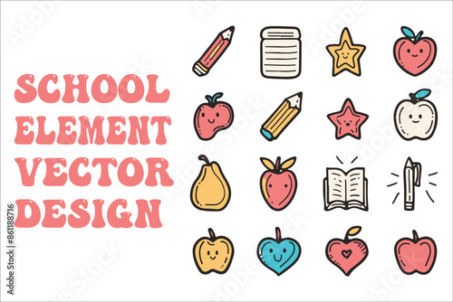 Vibrant School Element Vector Art, Bright and Fun School Element Vector Designs photo