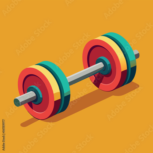 Barbell went solo. White background with sports inventory. 3D illustration.