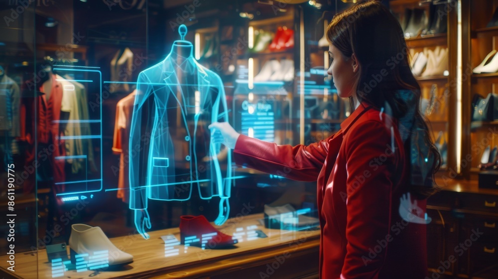 An Augmented Reality user explores virtual products in a shop using Stock AI. An Augmented Reality user explores virtual products in a shop using Stock AI.