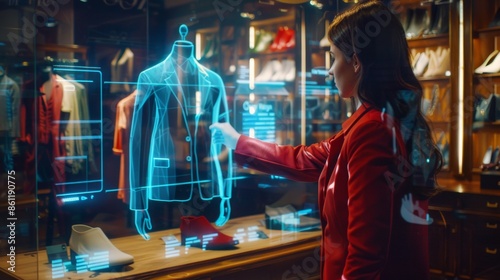 An Augmented Reality user explores virtual products in a shop using Stock AI.