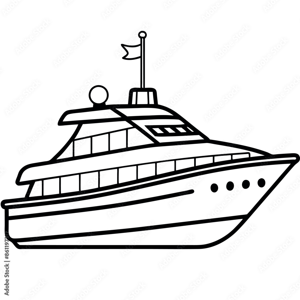 Obraz premium A charming yacht illustration for a kids' colouring sheet. 