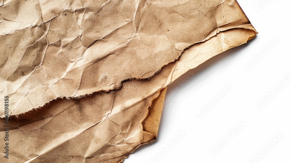 The corner of the paper is folded Old