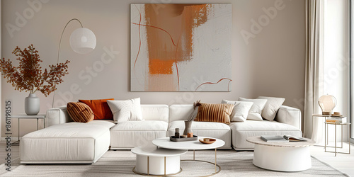 Minimalist interior design of modern living room.