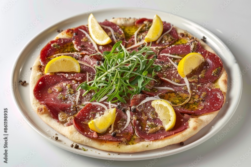 Exquisite Carpaccio Pizza with Crispy Base and Aromatic Rosemary Exquisite Carpaccio Pizza with Crispy Base and Aromatic Rosemary