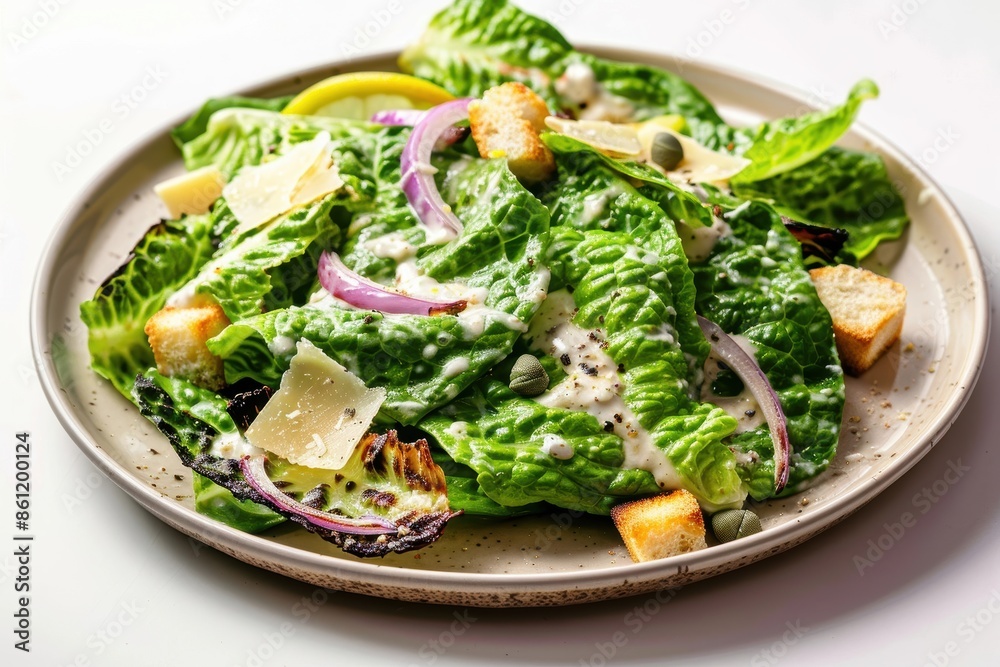 Charred Little Gems Caesar Salad with Aged Parmesan, Capers, and Croutons Charred Little Gems Caesar Salad with Aged Parmesan, Capers, and Croutons