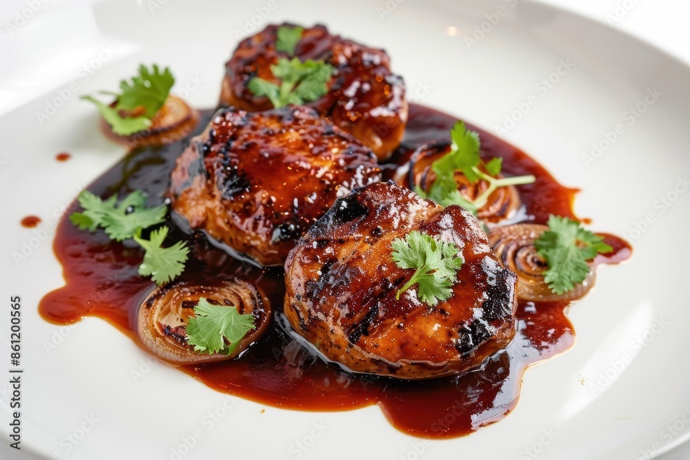 Charred Buffalo Medallions with Coffee BBQ Sauce and Sweet Onion Confit Charred Buffalo Medallions with Coffee BBQ Sauce and Sweet Onion Confit