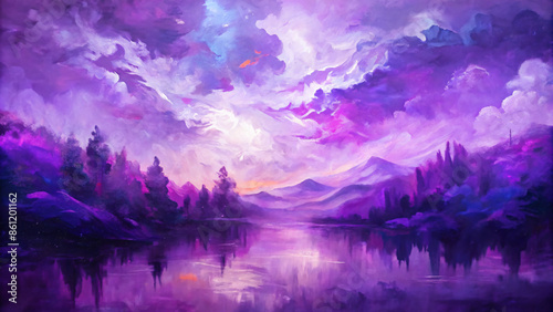 Abstract Reflections of Nature's Serenity in Purple