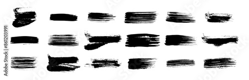 Set of black hand drawn brush strokes