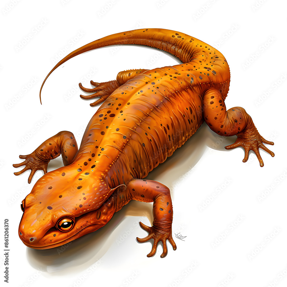Obraz premium Clipart illustration of newt on a white background. Suitable for crafting and digital design projects.[A-0001]