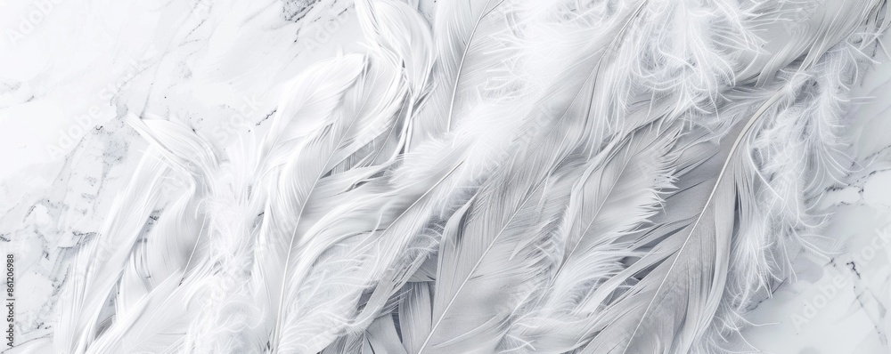Close-up of soft white feathers creating a delicate, ethereal texture, perfect for backgrounds and designs needing a touch of elegance. Close-up of soft white feathers creating a delicate, ethereal texture, perfect for backgrounds and designs needing a touch of elegance.