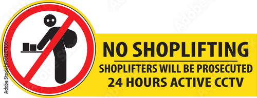 Shoplifting prohibited warning sign notice vector.eps