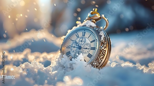 Frozen in Time A Stopwatch Captured in Icy Stillness Preserving a Moment of Elegance photo