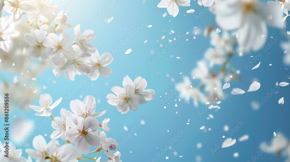 Delicate petals float in the background Delicate petals float in the background