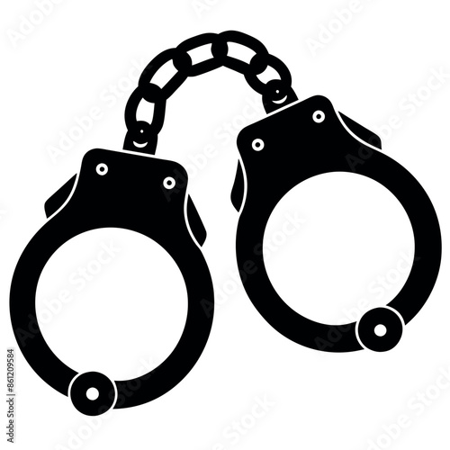 Icon design for handcuffs in vector illustration hand freeing itself from the handcuffs
