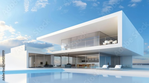 Modern house with swimming pool © ellisa_studio