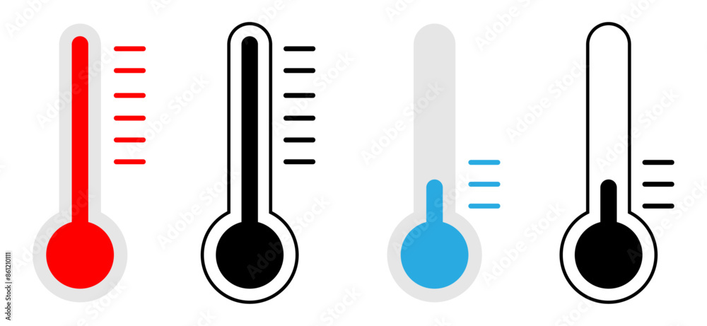 Thermometer symbol sets, Hot and cold, Temperature symbol vector icon set, Science based icons, illustration Thermometer symbol sets, Hot and cold, Temperature symbol vector icon set, Science based icons, illustration