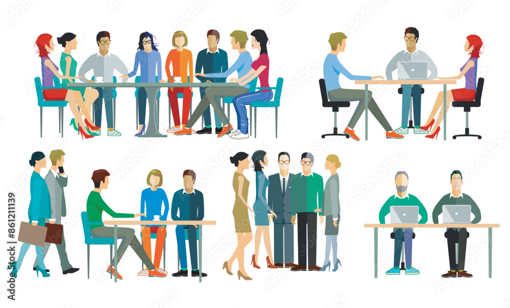  Arbeitsgruppen von  Personen beim Meeting. illustration
