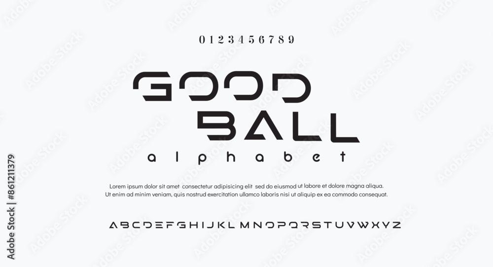 Fototapeta premium Good Ball Modern abstract elegant alphabet font. Minimal technology typography, Creative urban sport fashion futuristic font and with numbers. vector illustration
