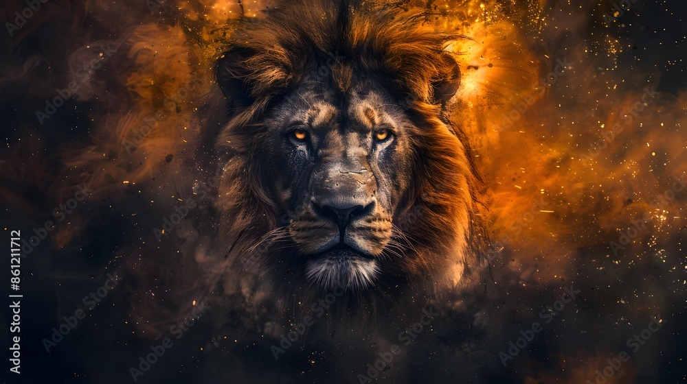 Naklejka premium Lion animal kingdom collection with amazing effect. 