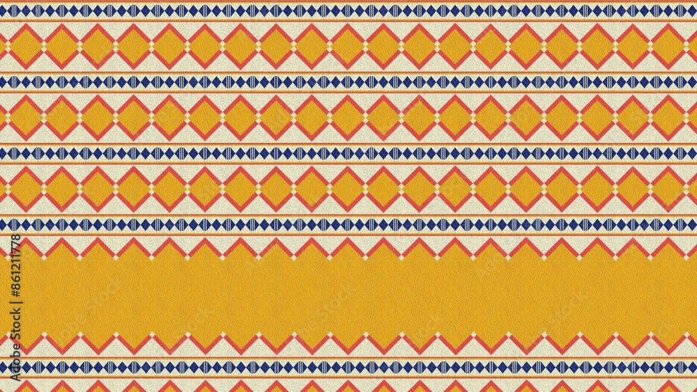a yellow and blue pattern with a white background  thai silk pattern