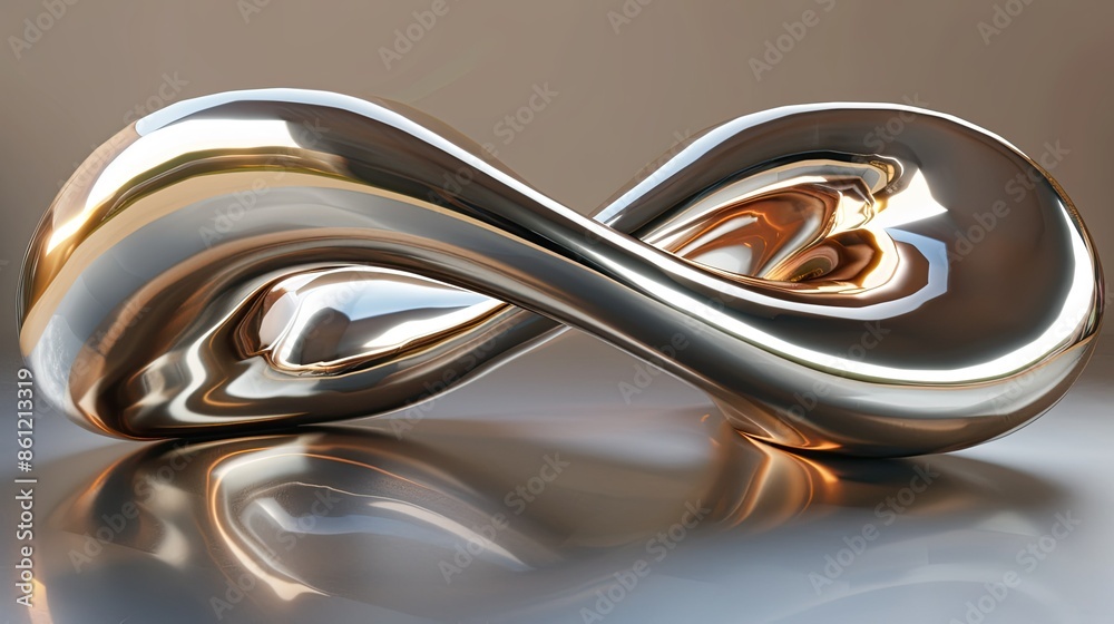 3D flowing shapes with a metallic glossy finish 3D flowing shapes with a metallic glossy finish
